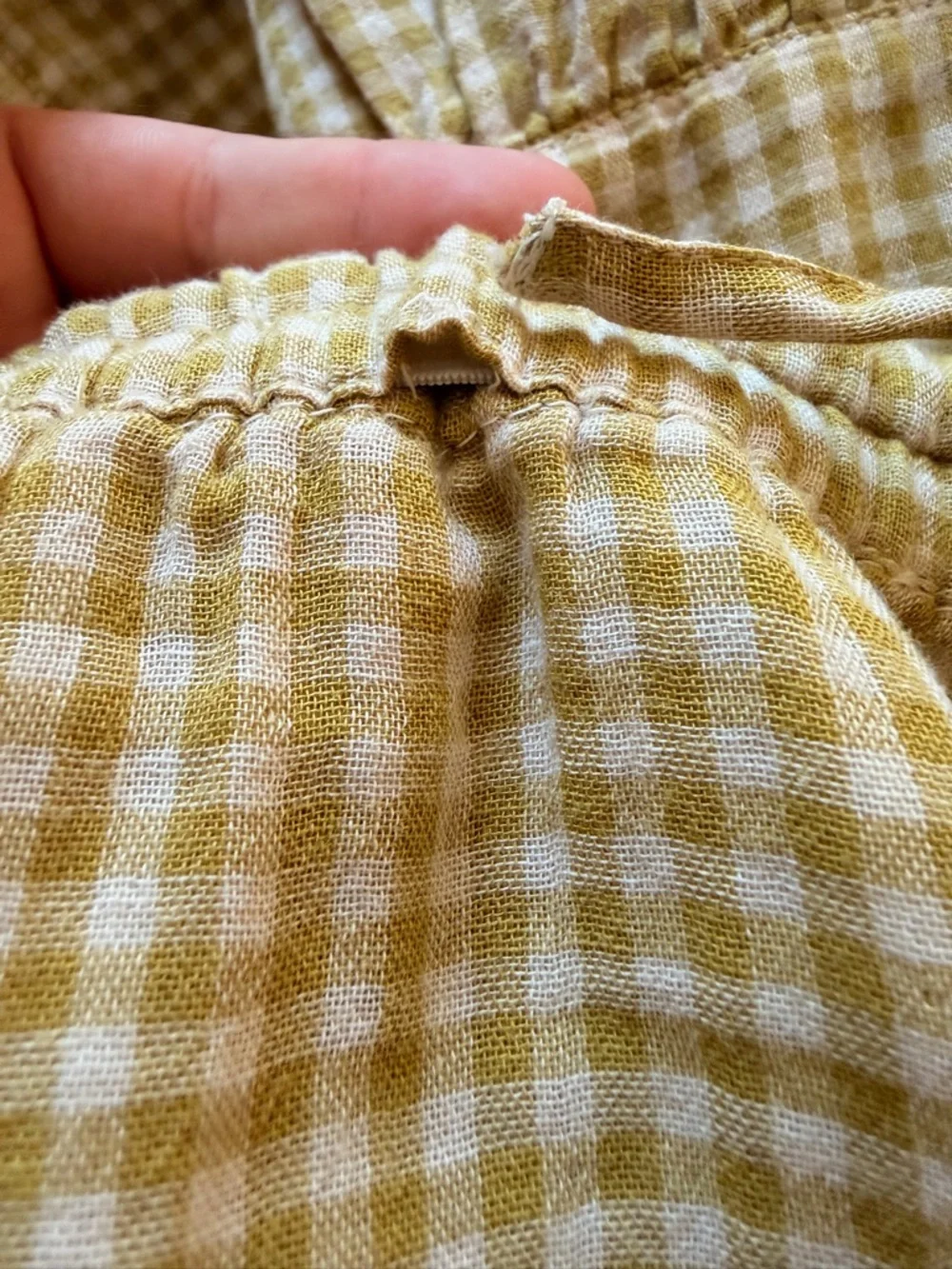 PACT Chartreuse Gingham Tiered Maxi Skirt - Picture 3 of 3